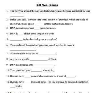 bill nye genes worksheet